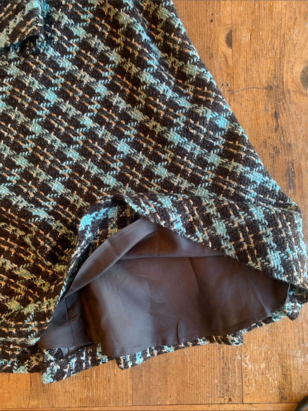 Women's Black and Teal Tweed Blazer Jacket - Blazer and Skirt - Picture 7 of 16